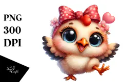 Watercolor Funny Baby Rooster Lamb Bow | Sublimation Clipart Product Image 1