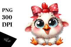 Watercolor Funny Baby Rooster Lamb with Bow Product Image 1