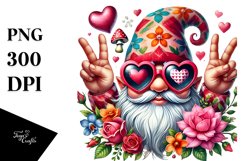 Detailed Valentines Gnome with Heart Sunglasses PNG Product Image 1