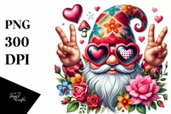 Detailed Valentines Gnome with Heart Sunglasses PNG Product Image 1