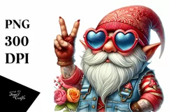 Detailed Valentines Gnome with Heart Sunglasses PNG Product Image 1