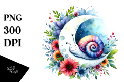 Whimsical Snail Sleeping on the Moon PNG Product Image 1