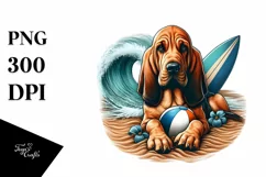 Bloodhound in Sand with Surf and Ball | Sublimation | Product Image 3
