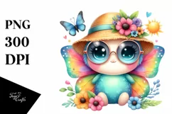 Cute Baby Butterfly with Sun es, PNG Product Image 1