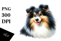 Watercolor Cute Baby Collie PNG Product Image 1