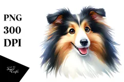 Watercolor Cute Baby Collie PNG Product Image 1