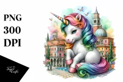 colorful Baby Unicorn at Italian Piazza Product Image 1