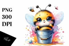 Colorful Baby Bee Sitting in a Bucket Clipart Product Image 3