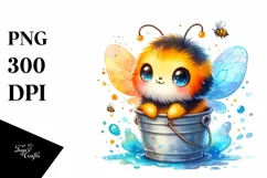 Colorful Baby Bee Sitting in a Bucket Clipart Product Image 3