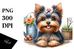 Watercolor Cute Baby Yorkshire Terrier PNG Product Image 1