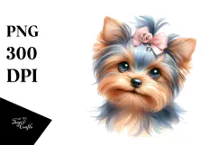 Watercolor Cute Baby Yorkshire Terrier PNG Product Image 1