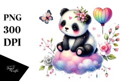 Adorned Panda Sitting on Cloud, PNG Product Image 1