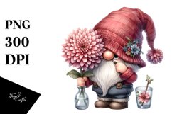 Cute Gnome with Large Chrysanthemum PNG Product Image 1