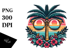 Retro Tropical Tree Sunglasses, PNG Product Image 1