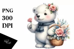 Whimsical Baby Hippo with Roses | Sublimation | Clipart Product Image 3