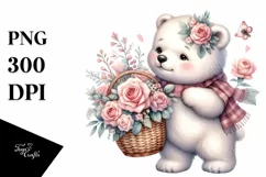 Watercolor Cute Baby Polar Bear Clipart Product Image 3