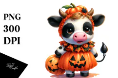 Vibrant Halloween Baby Cow | Sublimation | Clipart Product Image 1
