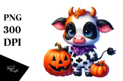 Vibrant Halloween Baby Cow | Sublimation | Clipart Product Image 1