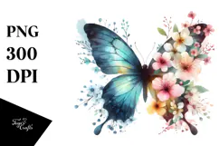 Butterfly Half of Spring Flowers PNG Product Image 1