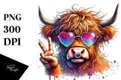 Highland Calf with Love You Sign, PNG Product Image 1