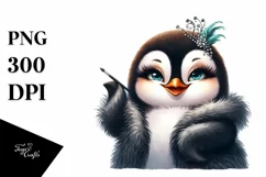 Funny Cute Penguin Rock Sign Clipart Product Image 1