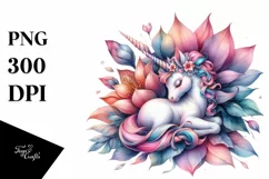 colorful Baby Unicorn Flower PNG Product Image 1