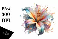 Abstract Lily in Pastel Watercolor PNG Product Image 3