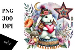 Colorful Rabbit Sitting on a Star PNG Product Image 1