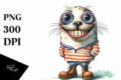Watercolor Seal Big Eyes Standing Human Shoes Product Image 3