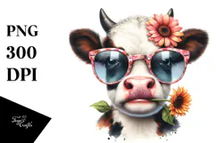 Funny Cow with Sunglasses PNG Product Image 1