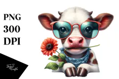 Quaint Cow with Sunglasses, Transparent PNG Product Image 1