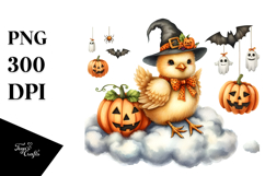 Halloween Chicken on Cloud, Transparent PNG Product Image 1
