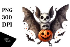 Funny Watercolor Halloween Bat Clipart Product Image 1