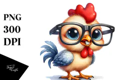 Baby Rooster Watercolor Clipart Product Image 1