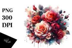 Abstract Colorful Red Roses PNG Product Image 1
