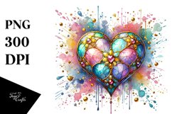 Colorful Heartmade of with Goldern Insertions PNG Product Image 1
