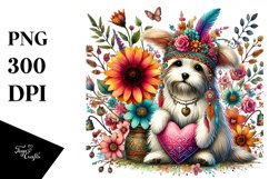 Colorful Dog Sitting on a Flower PNG Product Image 1