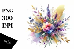 Colorful Bouquet with Vibrant Lavender Gold Foil Product Image 3