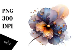 Glossy Pansy with Golden Insertions PNG Product Image 1