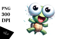 Exaggerated Cartoon Turtle Jumping with Cross-Eyed Product Image 1