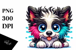Colorful Funny Baby Macaw Border Collie Clipart Product Image 1