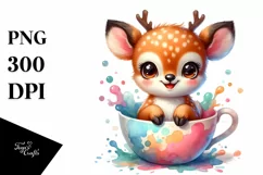 Colorful Baby Deer in a Tea Cup Splash Clipart Product Image 3