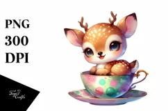 Colorful Baby Deer in a Tea Cup Splash Clipart Product Image 3