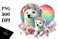 Pastel Polar Bear Heart PNG Product Image 1