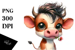 Funny Cow with Party Hat PNG Product Image 1