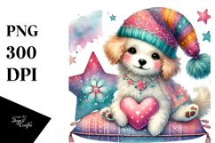 colorful Dog on Star Holding Heart PNG Product Image 1