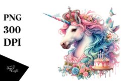 Colorful Baby Unicorn with Elizabethan Court PNG Product Image 1
