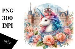 Colorful Baby Unicorn with Elizabethan Court PNG Product Image 1