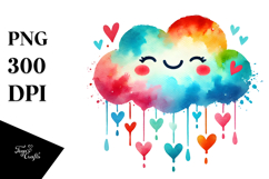 Colorful Smiling Cloud with Hearts, Transparent PNG Product Image 1