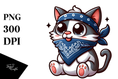 Cute Cat with Bandana, Transparent PNG Product Image 1